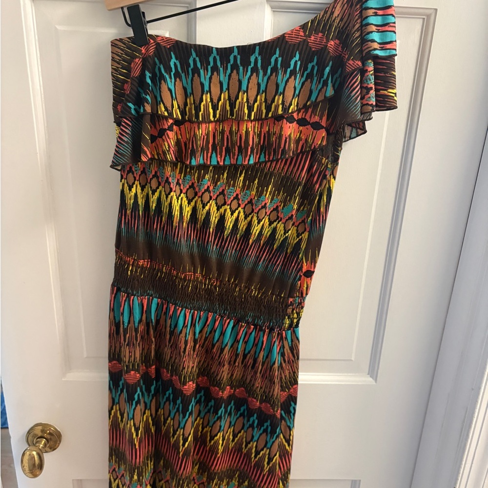 🍷3for$20! Colorful Tribal One-Shoulder Dress